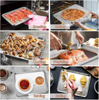 P&P CHEF 16 + 10.4 Inch Baking Sheet and Rack Set, Stainless Steel Cookie Sheets Oven Baking Pans Trays with Cooling Racks for Cooking & Roasting, Oven & Dishwasher Safe, (4Pcs)