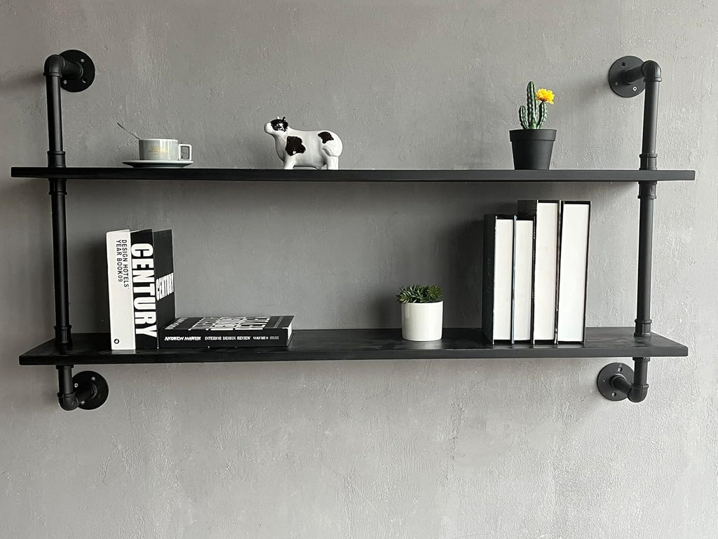 Floating Bookshelf Shelves Industrial Pipe Shelving Pipe Shelves Rustic Wall Shelf 48 Inch Farmhouse Book Shelves for Wall Mounted