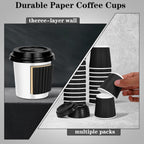 100 4oz Disposable Espresso Cups with Lids Ripple Corrugated Paper Disposable Coffee Cups Cups for Hot Chocolate, Tea, and Cocoa Drinks (Black)