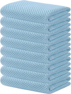 Kitinjoy 100% Cotton Waffle Weave Kitchen Towels (13 X 28 Inches, Sky Blue), 8-Pack Super Soft and Absorbent Dish Towels for Drying Dishes, Kitchen Hand Towels