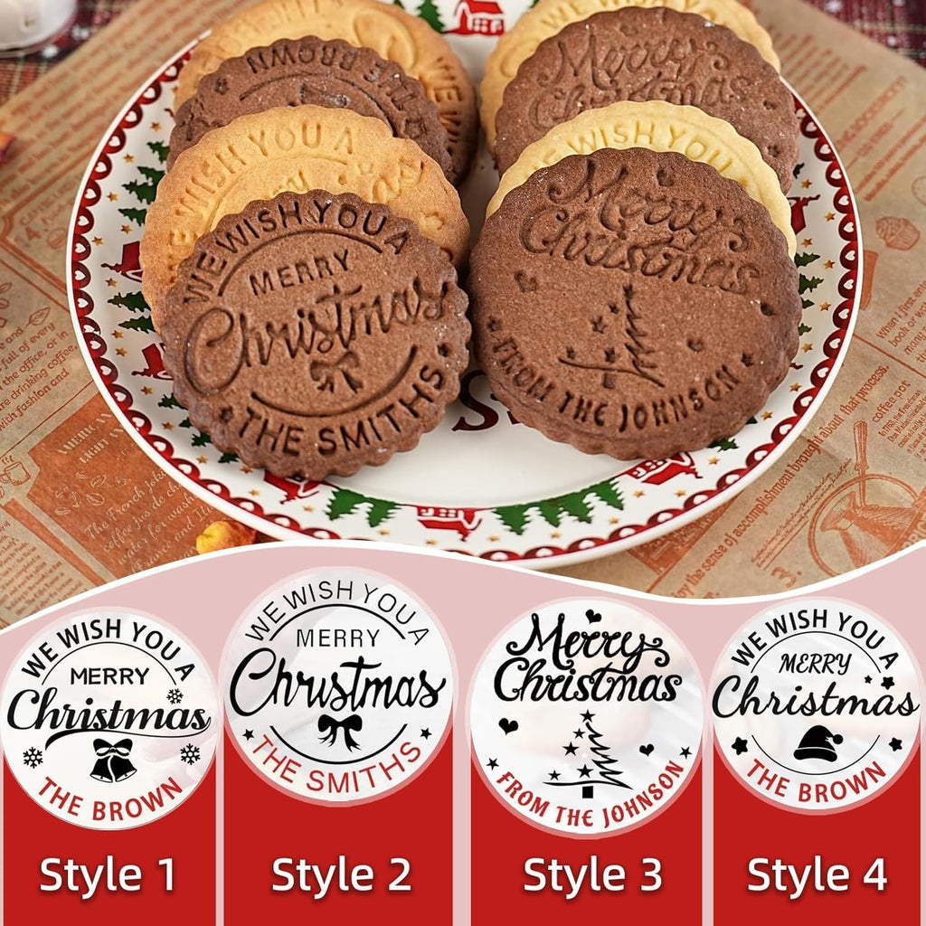 Personalized Family Cookie Stamps Customizable Last Name 3D Christmas Cookie Stamps For Fondant Frosting Decorating Cakes Molasses Cupcakes Great Baking Gift for Beginning Bakers