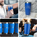 OMTech 20oz Tumblers Bulk, 12pc Stainless Steel Tumbler Set with Lid & Straw, Double Wall Vacuum Insulated Mug for Laser Engraver, Travel Coffee Mug for Hot & Cold Drinks, Navy Powder Coated Cup