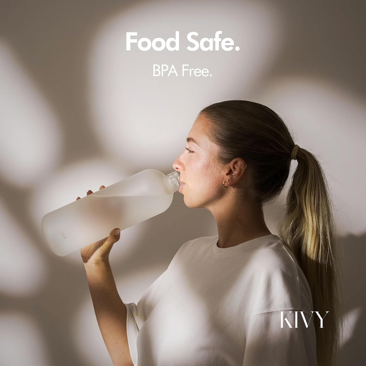 KIVY Large Water Bottle 50oz [Lightweight & Shatterproof] Fits Backpack & Cupholder for Travel, Sports, School - Black water bottle no straw - 1.5 Liter water bottles - 50oz Water bottle