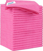 HOMEXCEL Microfiber Cleaning Cloth 20 Pack 11.5 x 11.5 Inch Microfiber Towels for Cars Ultra Absorbent Cleaning Rags Lint Free Cleaning Towels for Household Kitchen, Window Car Pink