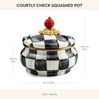MACKENZIE-CHILDS Enamel Squashed Pot, Cute Enameled Container with Lid, 20 Ounces, Black-and-White Courtly Check