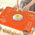 Silicone Baking Mat 28" x 20" Extra Thickness Dough Rolling Mat with Measurements and Edge Heightening, Non-stick Food Grade Silicone Pastry Mat for Pastry, Bread, Cookies, Pizza, Fondant, Pasta-Red