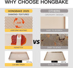 HONGBAKE Baking Sheet Pan Set of 3, Cookie Sheets for Oven, Nonstick Half/Quarter/Jelly Roll Pans with Diamond Texture Pattern, 0.8mm Thick Heavy Duty Cookie Tray, Champagne Gold