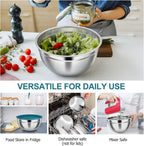 TeamFar Mixing Bowls, Stainless Steel Nesting Salad Bowls with Airtight Lids Set, For Serving/Mixing/Storing, Healthy & Heavy-duty, Dishwasher Safe & Easy Clean, 4.6/3 / 1.5 QT, Navy Blue