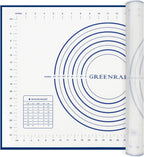 Silicone Pastry Mat Extra Thick Large Non Stick Baking Supplies Kitchen Counter Cooking Rolling Dough Sheet Pie Crust Sourdough Bread Oven Liner with Measurement (L-16''(W)*24''(L), 2#Blue)