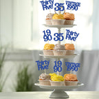 Gyufise 24Pcs Vintage 1990 Cupcake Toppers Glitter Cheers to 35 Fabulous Thirty Five Cupcake Picks 35th Birthday Wedding Anniversary Party Cake Decorations Supplies Deep Blue