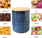Hasense Ceramic Food Storage Jars with Bamboo Lids – 80oz + 24oz Kitchen Canister Set – 7.5" & 5.9" Airtight Containers for Coffee, Tea, Sugar, Flour – Pantry Organization Jar Set of 2（Blue）