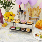 2-Tier Acrylic Display Riser Stand - Clear Organizer for Perfume, Cupcakes, Figures, Desserts, and Party Decoration