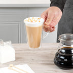 Restaurantware-Forma Professional 13.5 oz Double Wall Glass Mugs, 2 Insulated Coffee Mugs With Handle - Dishwashable, Reusable, Clear Glass Beverage Cups, Freezable, For Hot Or Cold Beverages