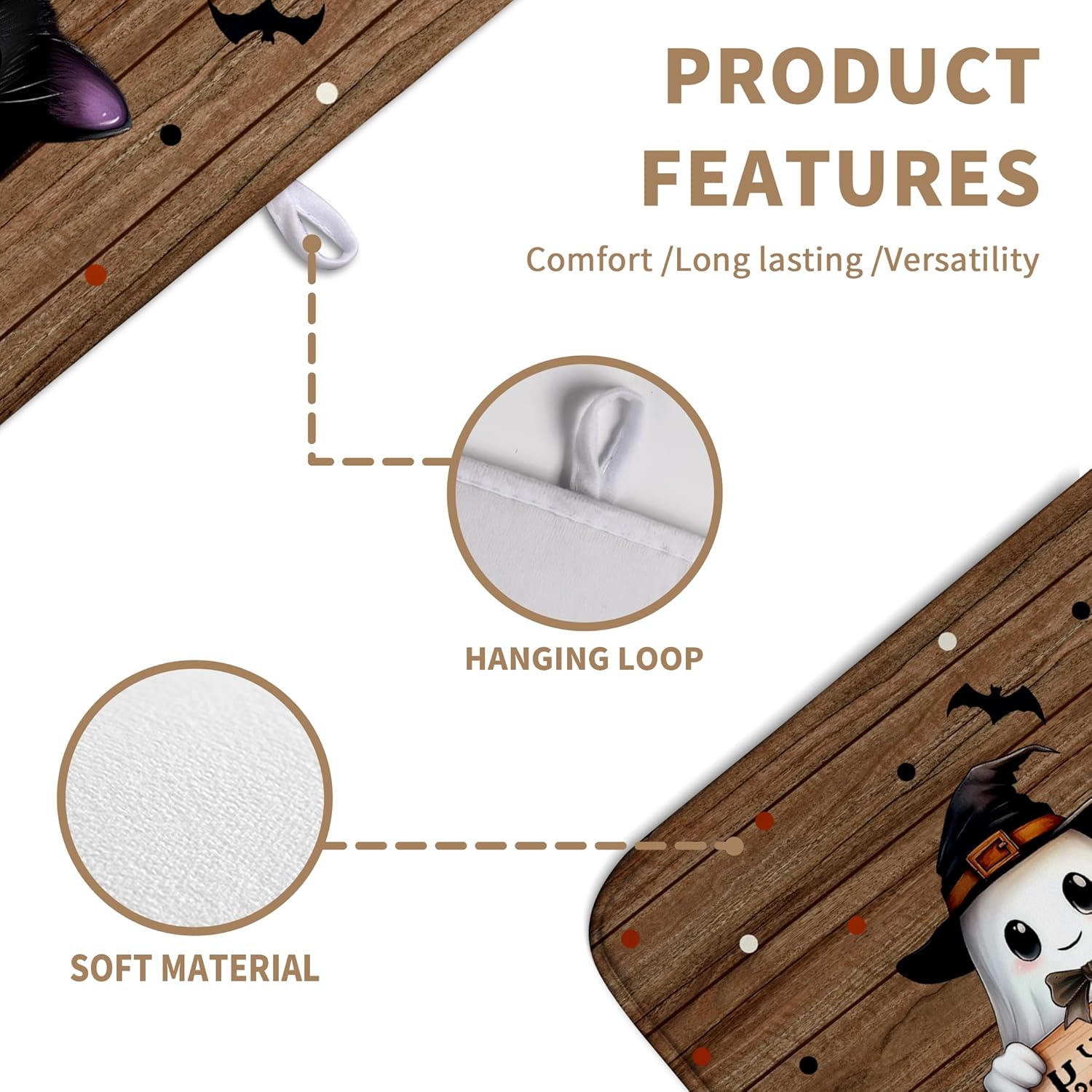 Halloween Spooky Pumpkin Dish Drying Mats Ghost Dish Mat Kitchen Cat Large Drying Matt Dishes Dryer Pad for Kitchen Counter Absorbent Microfiber Washable Foldable Reusable 18x24 in