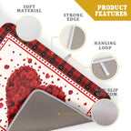 Giwawa Love Heart Dish Drying Mat 18x24 inch Valentines Day Red Rose Flowers Dish Drainer Mats Red Black Buffalo Plaids Absorbent Dish Drying Pad for Kitchen Countertop Wedding Large Decor