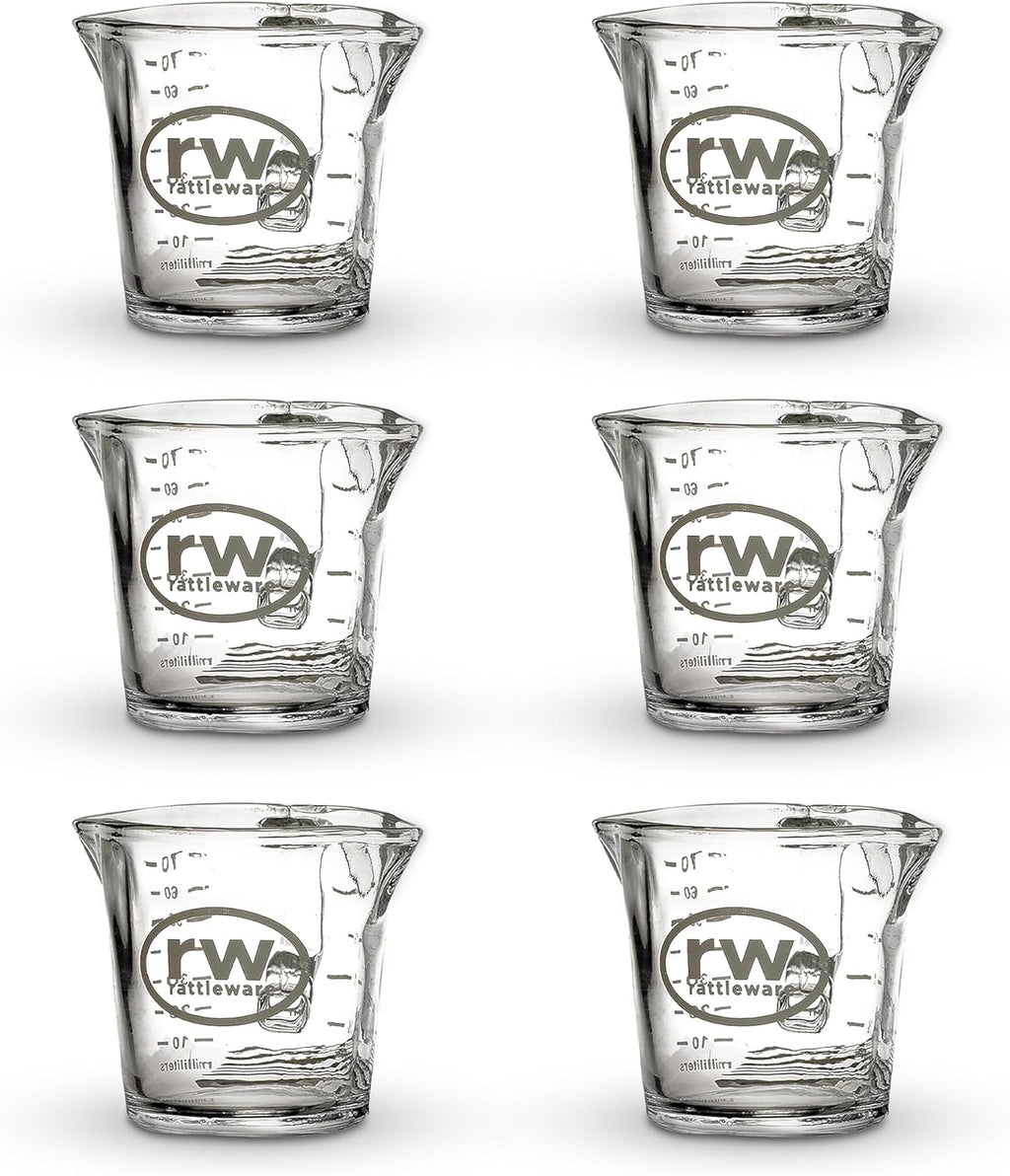 Rattleware 3 Oz Double Spouted Glass Espresso Shot Pitcher with Graduated Ml & Oz Markings Commercial-Grade Measuring Cup for Barista Precision and High-Volume Pouring