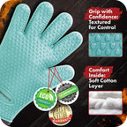 KITCHEN PERFECTION Silicone Smoker Oven Gloves -Extreme Heat Resistant BBQ Gloves -Handle Hot Food Right on Your Smoker Grill Fryer Pit|Waterproof Oven Mitts Grill Gloves |Superior Value Set+3 Bonuses