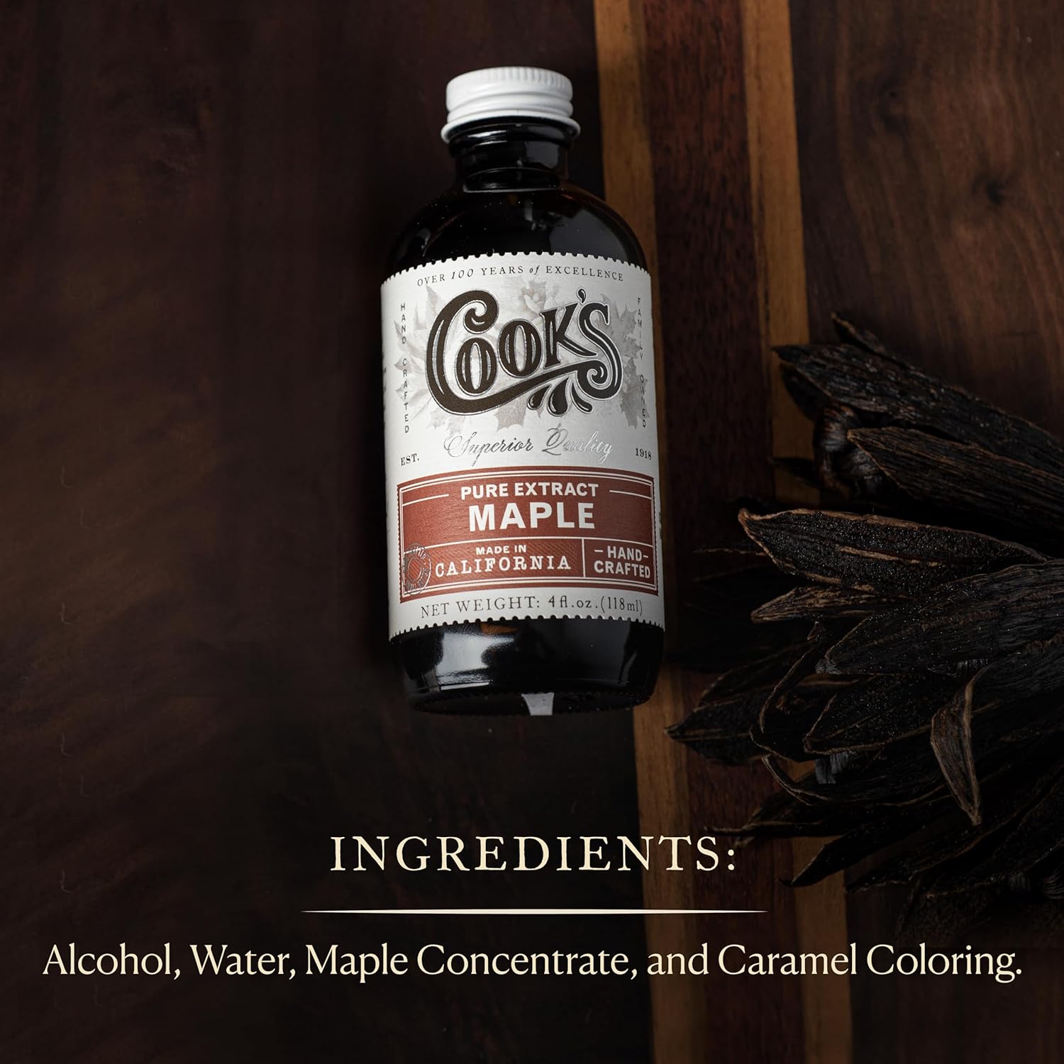 Cook's, Pure Maple Extract, All Natural Premium Maple Sap from Vermont's Finest Maple Trees, 16 oz