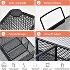 Silverware Organizer with Handle - Metal Utensil Caddy for Kitchen Counter, 7 Compartment for Plate, Cup, Napkin, Paper Plate Dispenser for Party, Picnic