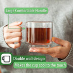 BTaT- Stackable Insulated Coffee Mugs, Glass Tea Mugs, Set of 4 (12 oz, 350 ml), Double Wall Glass Coffee Cups, Tea Cups, Latte Cups, Beer Glasses, Latte Mug