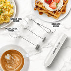 Zulay Kitchen FrothMate Powerful Milk Frother Portable & Compact Handheld Foam Maker Lattes, Cappuccinos (Blizzard White, Froth N Go)