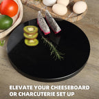 Koville African Natural Marble Cutting Board for Kitchen, 11inch Round Hand Crafted Marble Slab for Cheese, Charcuterie, Pastry Board - Wedding Gift, House Warming Gift(Zimbabwe Black)