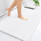 Arotive Luxury Chenille Bathroom Rug Mat, Extra Soft Thick Absorbent Shaggy Bath Rugs, Non-Slip Machine Wash Dry, Plush Bath Mats for Bathroom, Shower and Tub, 24x16, White