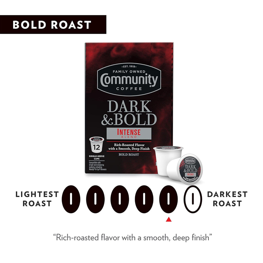 Community Coffee Dark & Bold Intense Blend 96 Count Coffee Pods, Compatible with Keurig 2.0 K-Cup Brewers, 24 count (Pack of 4)