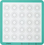446ºF Heat Resistant Macaron Mat: U-Taste 11x11in Non Stick Silicone Baking Mat, Reusable Cookies Pastry Sheet Liner with Edge Enhancement & Circle Measurement for Square Cake Pan (Aqua Sky)