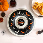 Oasis Choice 2-Pack Halloween Skeleton Serving Trays, 18" Large Handled Tray & 13" Chip & Dip Platter for Horror Party, BBQ, picnics and Birthday Decor (Bamboo Fiber, Black, 18inch)