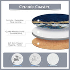 6 Pcs Coasters for Drinks with Holder,Blue Gold Marble Absorbent Coaster with Cork Backing,Great Gift for Housewarming,Room Decor,Bar,Holiday Party