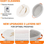 Sourdough Starter Kit,10 Inch Round & 9 Oval Cotton Rope Banneton Bread Proofing Basket with Bread Lame, Scraper,Sling, Dough Whisk,Perfect Gifts for Bakers Sourdough Bread Baking Supplies