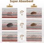 Arttown Coffee Mat for Countertops, Rust Stripes Boho Industrial Art Dish Drying Mat 2 Pcs for Kitchen Bar Accessories, Fit Under Coffee Maker Espresso Machine Dish Rack Hide Stain Rubber 12x19in