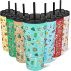 BJPKPK 22oz Stainless Steel Insulated Tumbler With lid And Straw Travel Coffee Thermal Tumblers Cup For Women And Men,Spring Party Green