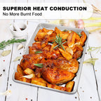 Half Sheet Pans with Rack Set, 18 Inch Commercial Quality Baking Sheet Pan Set, Natural Aluminum Cookie Sheet, Warp Resistant Nonstick Thick Cookie Tray Pans for Baking, Roasting