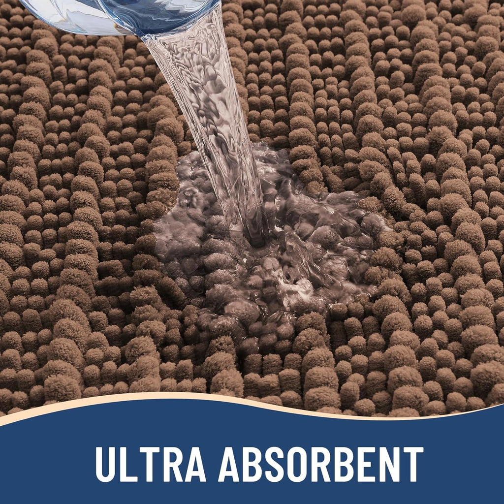 Arotive Luxury Chenille Bathroom Rug Mat, Extra Soft Thick Absorbent Shaggy Bath Rugs, Non-Slip Machine Wash Dry, Plush Bath Mats for Bathroom, Shower and Tub, 47x24, Mocha