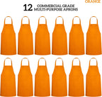 GREEN LIFESTYLE 12 Pack Professional Chef Apron – Grilling Aprons for Men, Waterproof Cooking Apron for BBQ, Work or Restaurant Use, Kitchen Aprons for Women – Orange, No Pockets