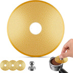 3 Pcs 58mm Espresso Puck Screen with Round Hole in the Middle - 0.2mm Ultra Thin Espresso Puck, Stainless Steel Reusable Coffee Filter, Suitable for La Marzocco/Gaggia (Golden)