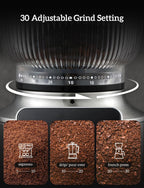 Neretva Burr Coffee Grinder, 2 in 1 Professional Espresso Grinder Stainless Steel Suit 51~58mm Portafilter Coffee Bean Grinder 30 Precise Setting & Anti-Static for Espresso/French Press/Drip/Cold Brew