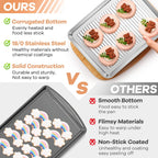 P&P CHEF Baking Oven Pan with Wire Rack, Stainless Steel Baking Oven Sheet Tray, Bacon Pan and Cooling Rack for Cooking Roasting Cookie, Dishwasher Safe & Easy Clean, 12.5 x 9.7 x 1 Inch