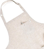 Solino Home Linen Kitchen Apron for Men & Women - Light Natural Bib Apron with Front Pockets - Handcrafted from European Flax