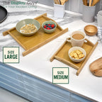 Natural Bamboo Serving Tray w/Handles (Medium) - Decorative Platter for Food, Breakfast, Wooden Coffee Table, Ottoman, Couch, Picnic by The Display Guys