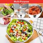 E-far Mixing Bowls with Lids, 6-Piece Stainless Steel Salad Bowls Metal Nesting Bowls for Baking Cooking and Prepping, Airtight Lids & Stackable Design, Size 4.5, 3, 1.5 QT (Red)