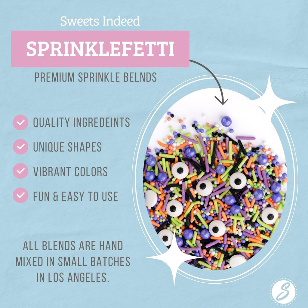 Sweets Indeed Sprinklefetti Monster Mash Sprinkles – 4 oz Jar | Halloween Sprinkle Mix with Candy Eyeballs, Jimmies, Nonpareils & Confetti | Cupcake & Cake Decorations