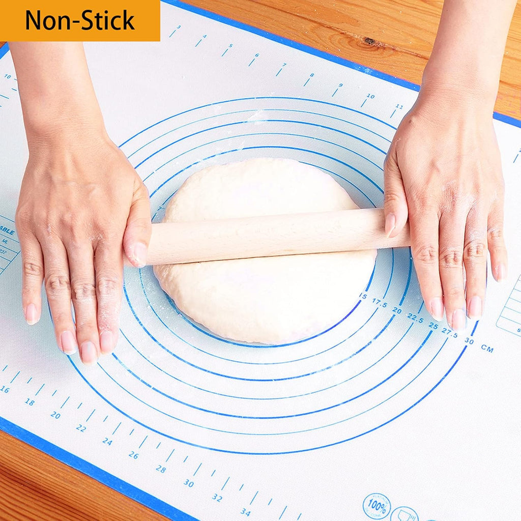 Silicone Baking Mat，Non Stick Rolling Dough with Measurements for Pie Pizza Cookies Fondant Making，Extra Thick Non Slip Silicone Pastry Mat