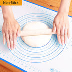 Silicone Baking Mat，Non Stick Rolling Dough with Measurements for Pie Pizza Cookies Fondant Making，Extra Thick Non Slip Silicone Pastry Mat