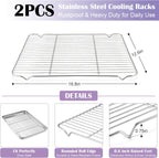 E-far Large Baking Sheet with Wire Rack (2 Pans + 2 Racks), 20 x 14 Inch Stainless Steel Cookie Pans Tray & Cooling Rack for Baking, Non Toxic & Heavy Duty & Rust Free, Oven & Dishwasher Safe