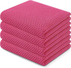 Homaxy 100% Cotton Waffle Weave Kitchen Dish Towels, Ultra Soft Absorbent Quick Drying Cleaning Towel, 13 x 28 Inches, 4-Pack, Hot Pink