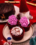 BAKERLOGY Paw-lalalala – Mini Santa Paw Cookie Cutter & Stamp Set (2") – Set of 2 Paw Prints with Santa Hat for Christmas Pet-Themed Fondant Embossers for Festive Cookies, Cupcakes and Edible Crafts