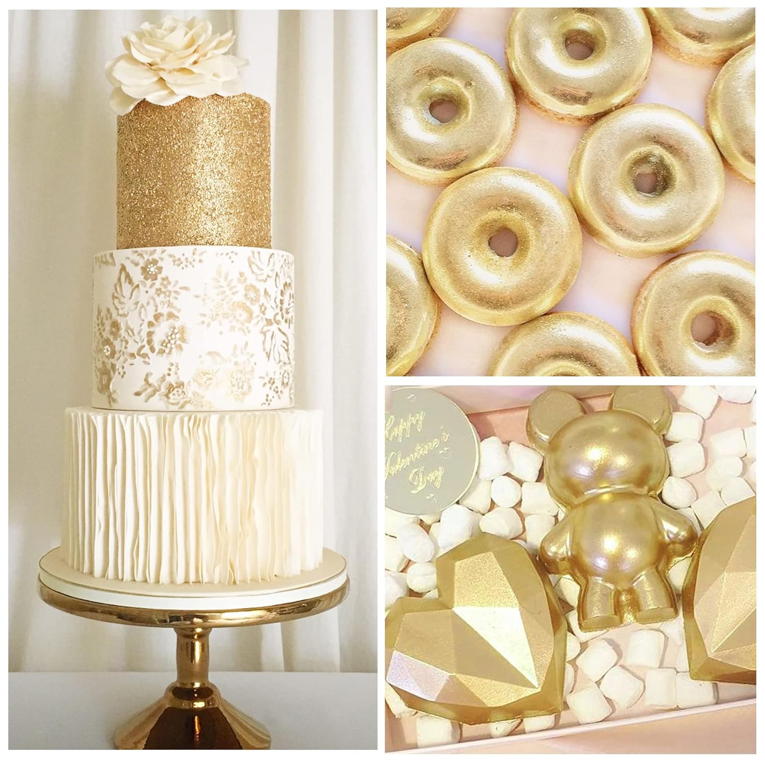 Edible Glitter - 10g Luster Dust Edible Food Grade Coloring Glitter for Cake Decorating, Baking, Drinks - Shimmer Dust Powder, Metallic Color Dusting Powder for Icing, Fondant, Candy, Cookie (Gold)